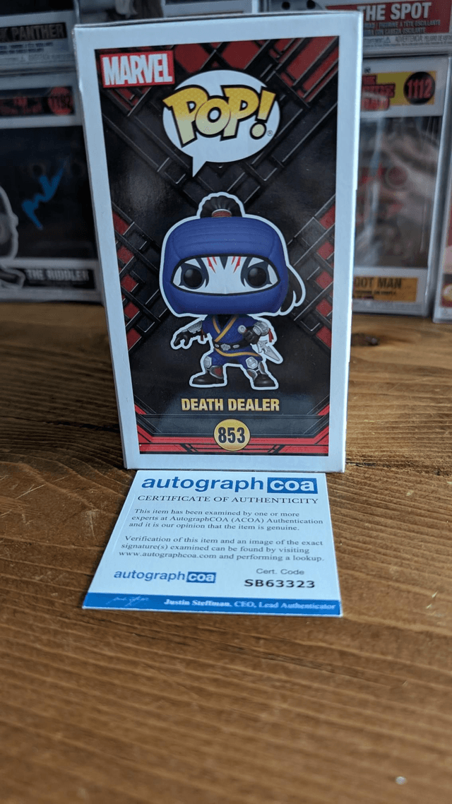 Funko Pop Marvel Shang Chi Death Dealer 853 Signed by Andy Le with ACOA