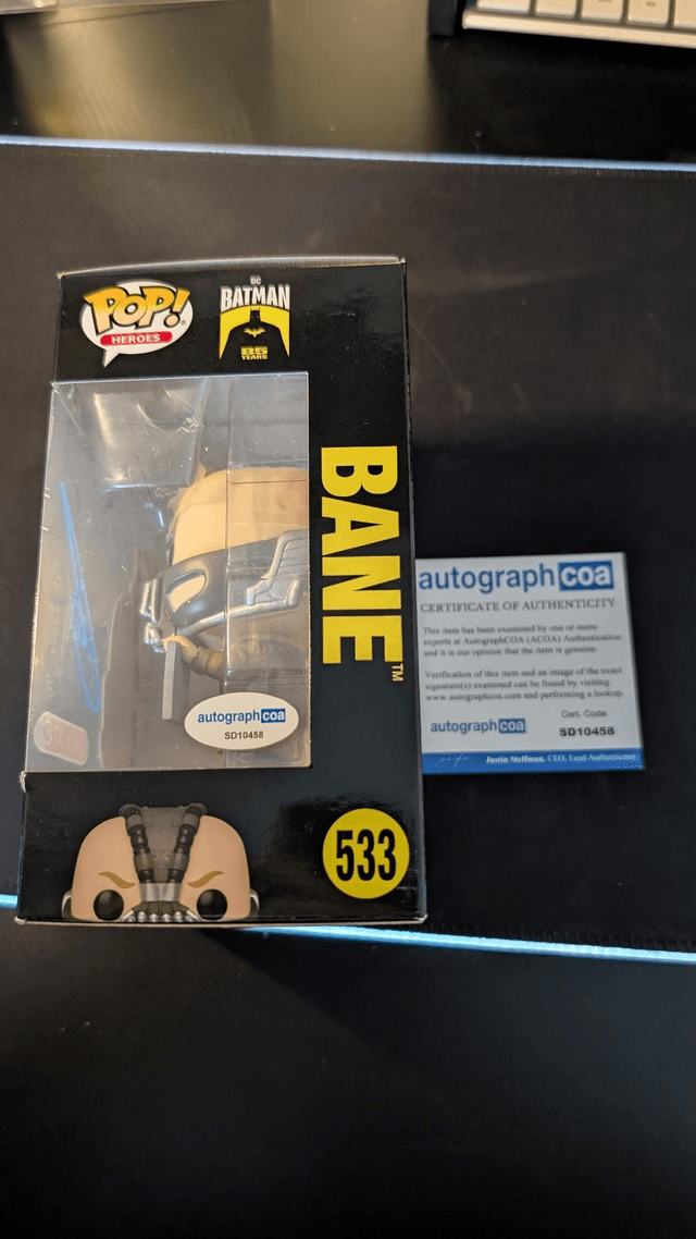 Funko Pop DC Batman Dark Knight Rises Bane 533 Signed by Tom Hardy with ACOA 