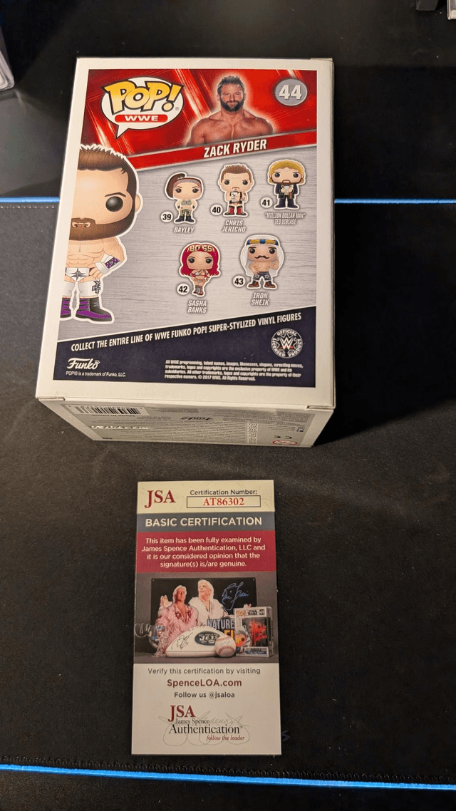Funko Pop WWE Zack Ryder 44 Signed with JSA COA 