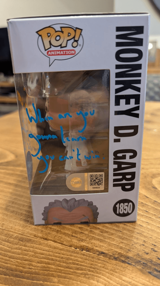 Funko Pop One Piece Monkey D Garp 1850 Signed by Vincent Regan with SWAU Authentication