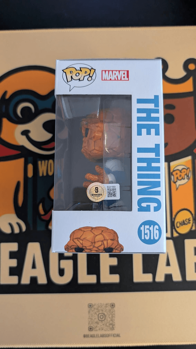 Funko Pop Marvel Fantastic Four The Thing 1516 Signed by Ebon Moss Bachrach with Beckett COA