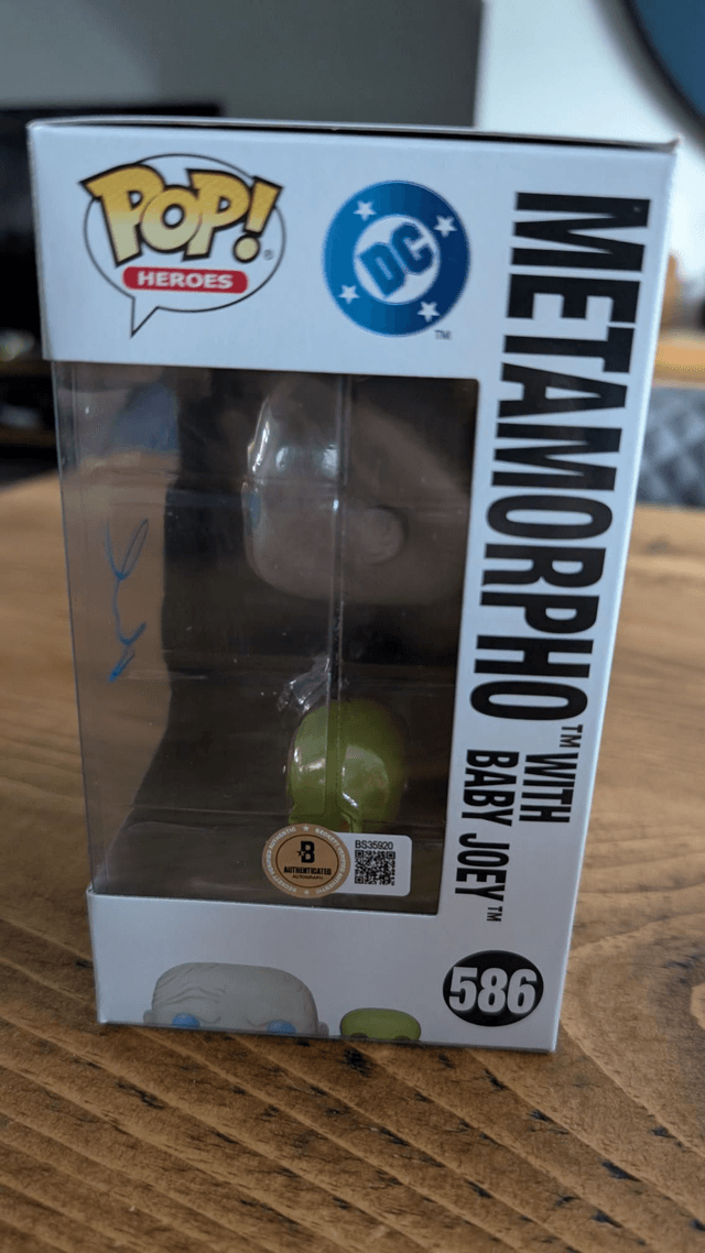 Funko Pop DC Superman Metamorpho with Baby Joe 586 Signed by Anthony Carrigan with Beckett Authentication 
