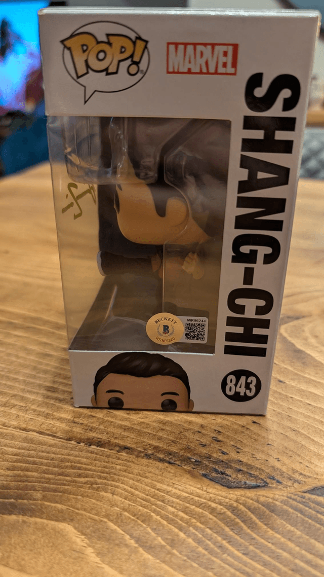 Funko Pop Marvel Shang-Chi 844 Signed by Simu Lou with Beckett Witnessed Authentication