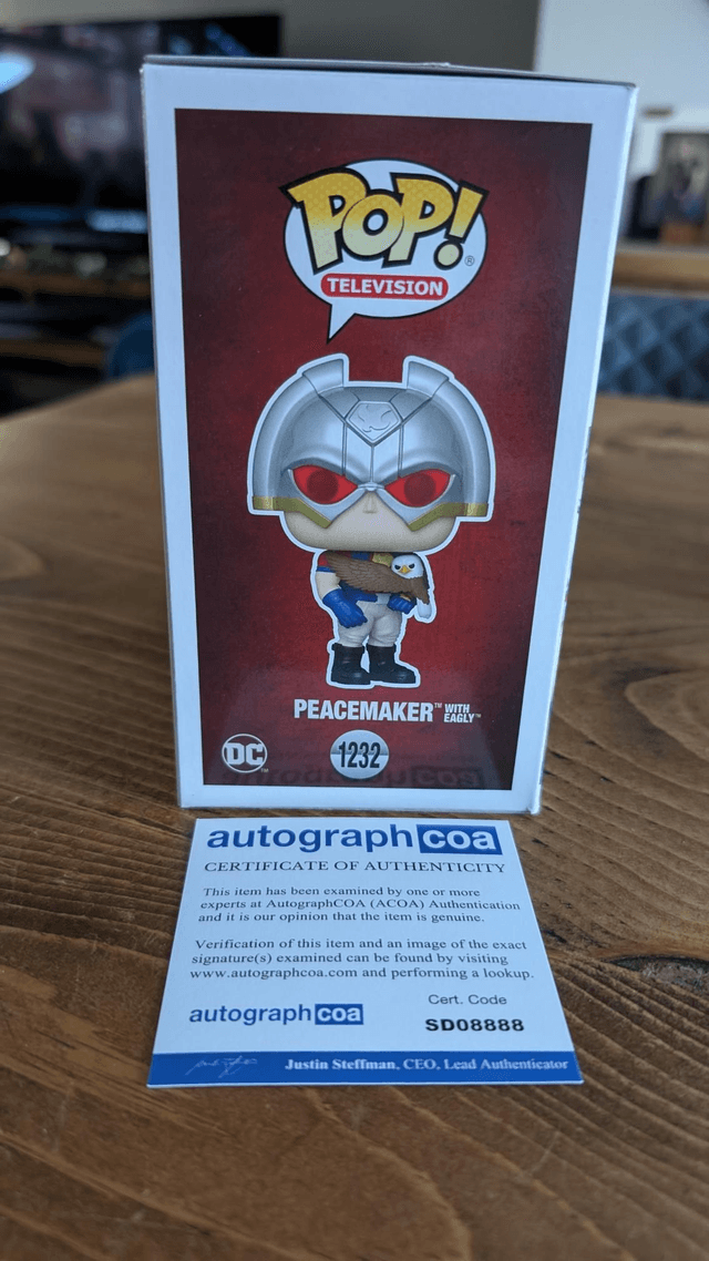 Funko Pop DC Peacemaker with Eagly 1232 Signed by John Cena with ACOA