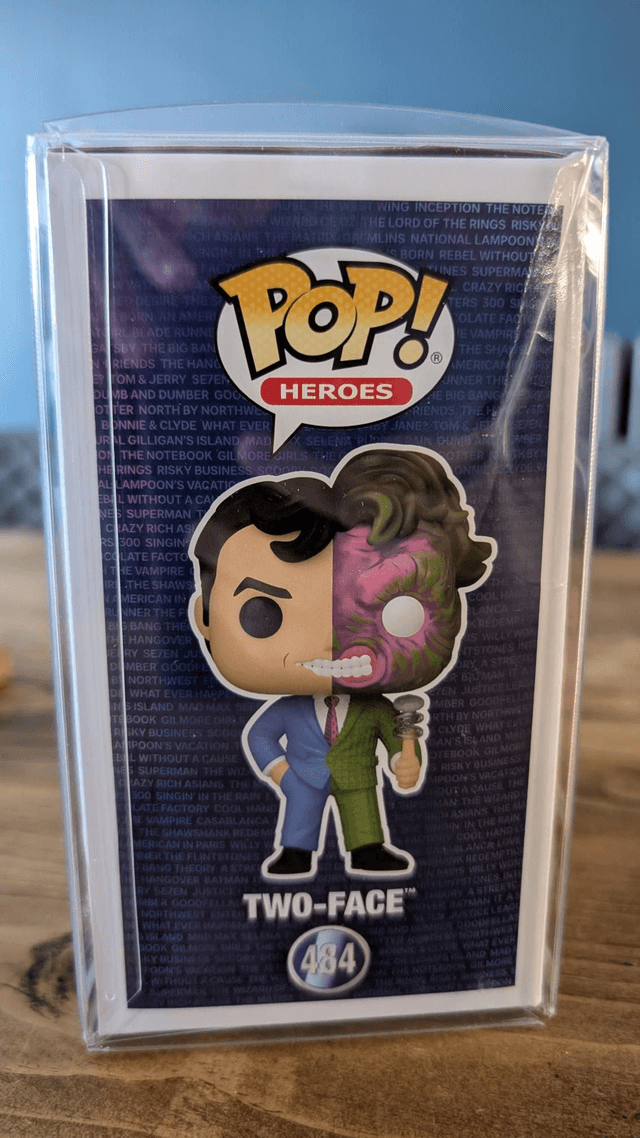 Funko Pop DC Batman Two-Face 484 signed by Aaron Eckhart with SWAU Authentication 