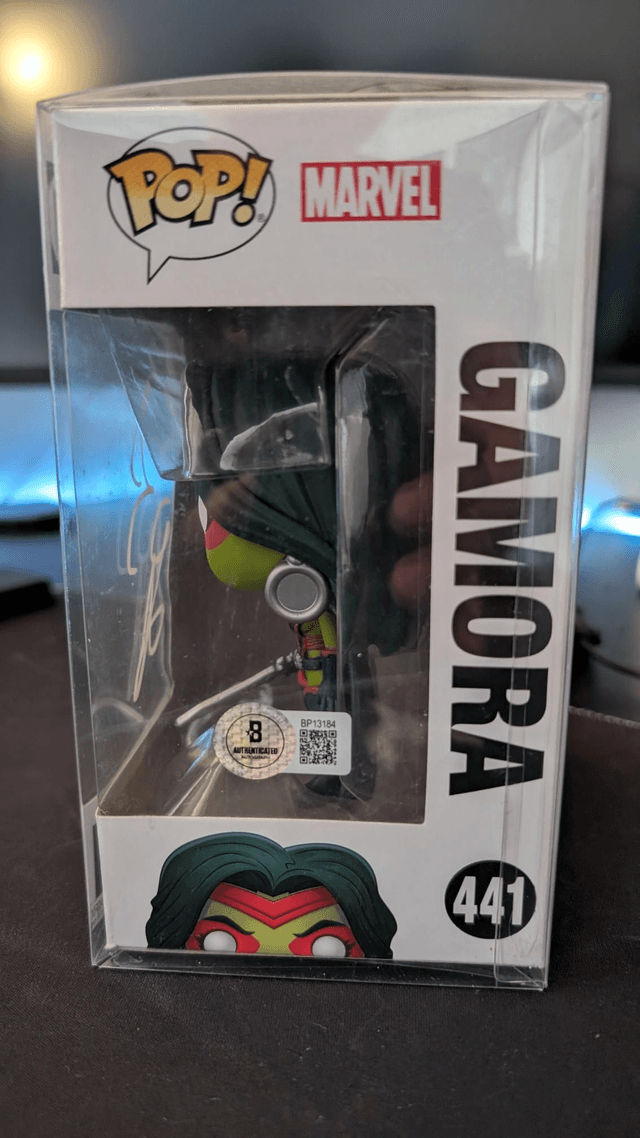 Funko Pop Marvel Guardians of the Galaxy Gamora 441 Signed By Zoe Saldana with Beckett Authentication 