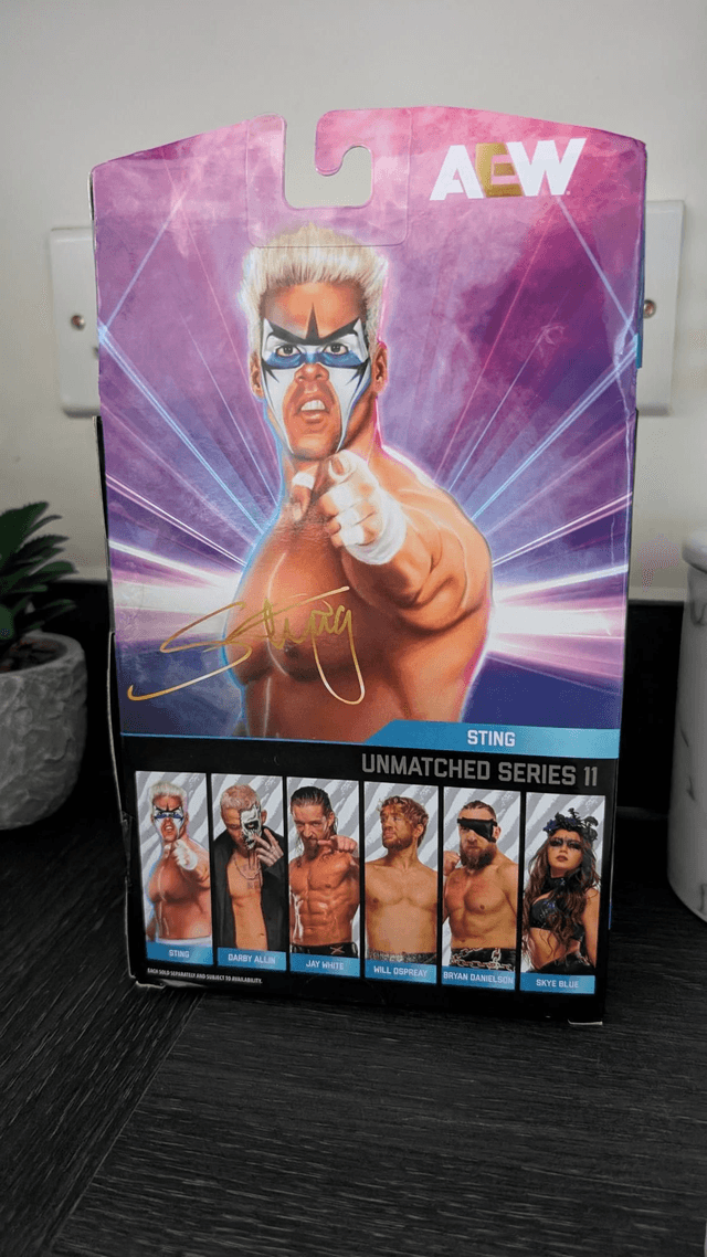 AEW Signed Unmatched Series 11 Luminaries Sting #82 Figure with SWAU Authentication 