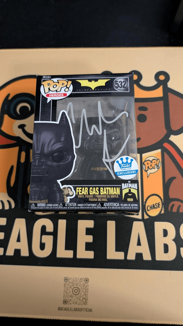 Funko Pop DC The Dark Knight Fear Gas Batman 532 Signed by Christian Bale with PSA COA