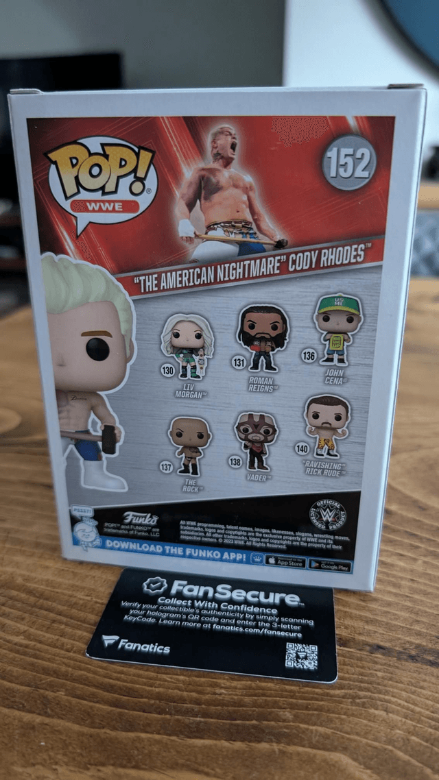 Funko Pop WWE Cody Rhodes 152 Signed with Fanatics Authentication