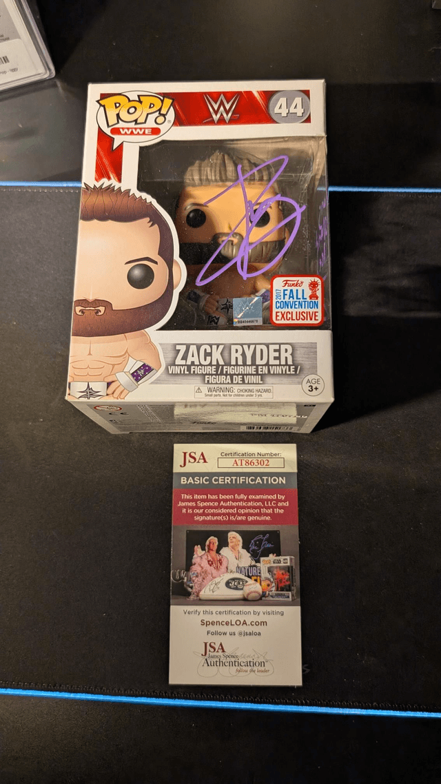 Funko Pop WWE Zack Ryder 44 Signed with JSA COA 