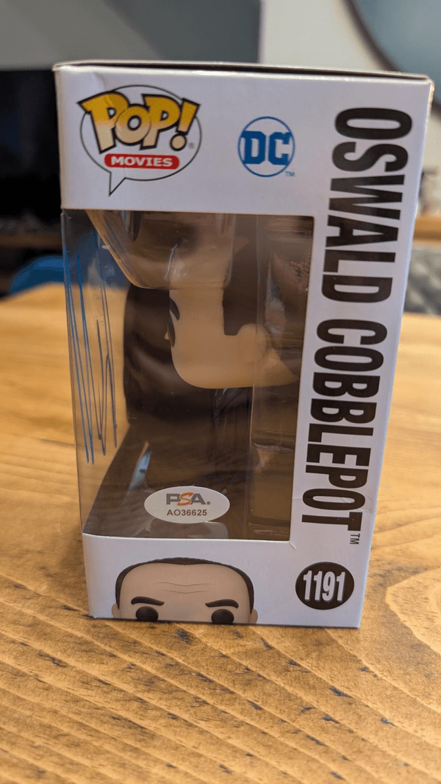 Funko Pop DC The Batman Penguin Oswald Cobblepot 1191 Signed By Colin Farrell with PSA Authentication 