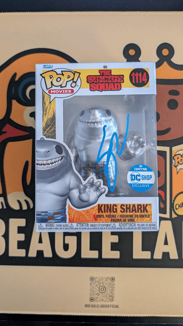 Funko Pop DC Suicide Squad King Shark 1114 Signed By Steve Agee with Beckett COA