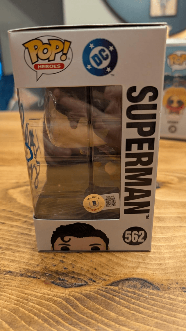 Funko Pop DC Superman 562 Signed By James Gunn with Beckett Authentication 