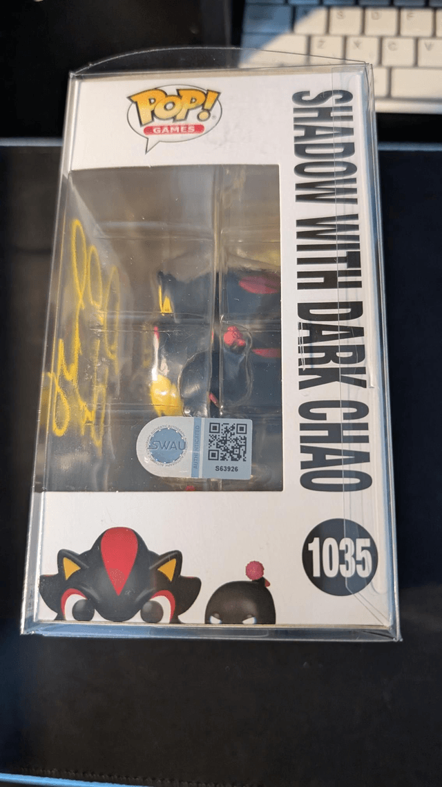 Funko Pop Sonic The Hedgehog Shadow and Dark Chao 1035 Signed By David Humphrey with SWAU Authentication 