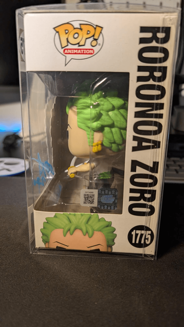 Funko Pop One Piece Roronoa Zoro Signed by Christopher Sabat with OC Celebrity Marketing Authentication 