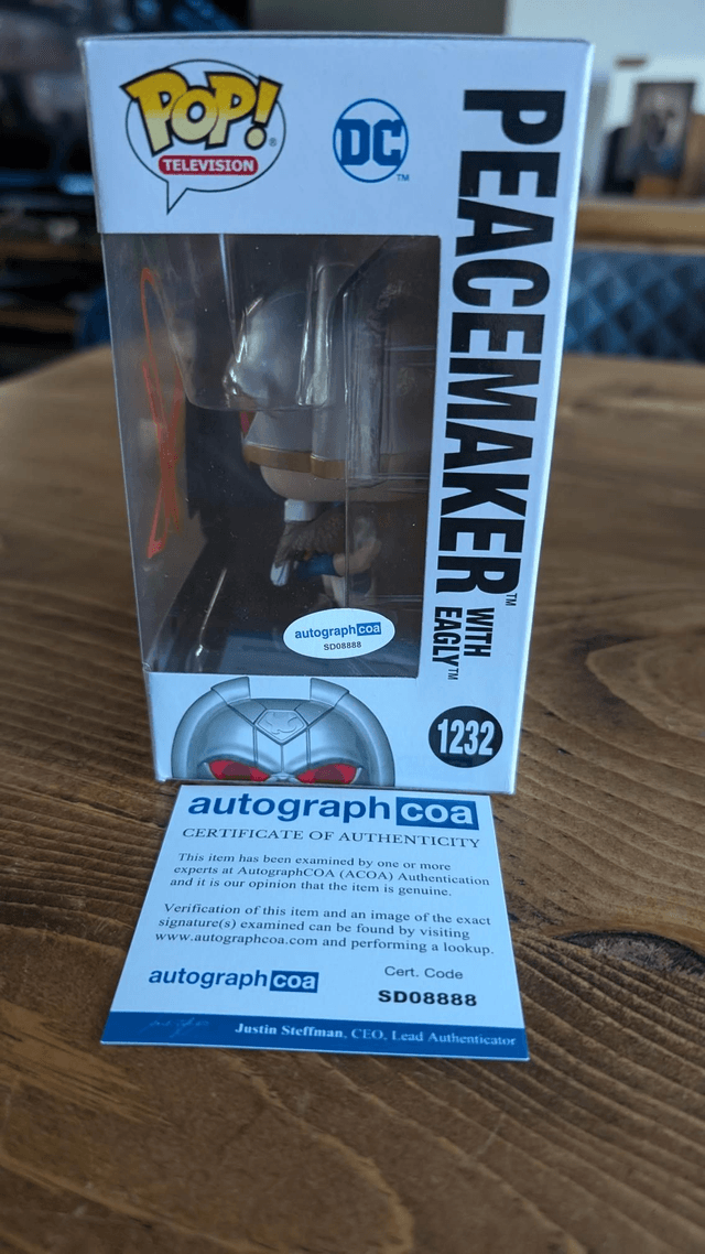 Funko Pop DC Peacemaker with Eagly 1232 Signed by John Cena with ACOA