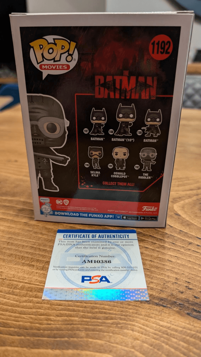 Funko Pop DC The Batman Riddler 1192 Signed by Paul Dano with PSA COA