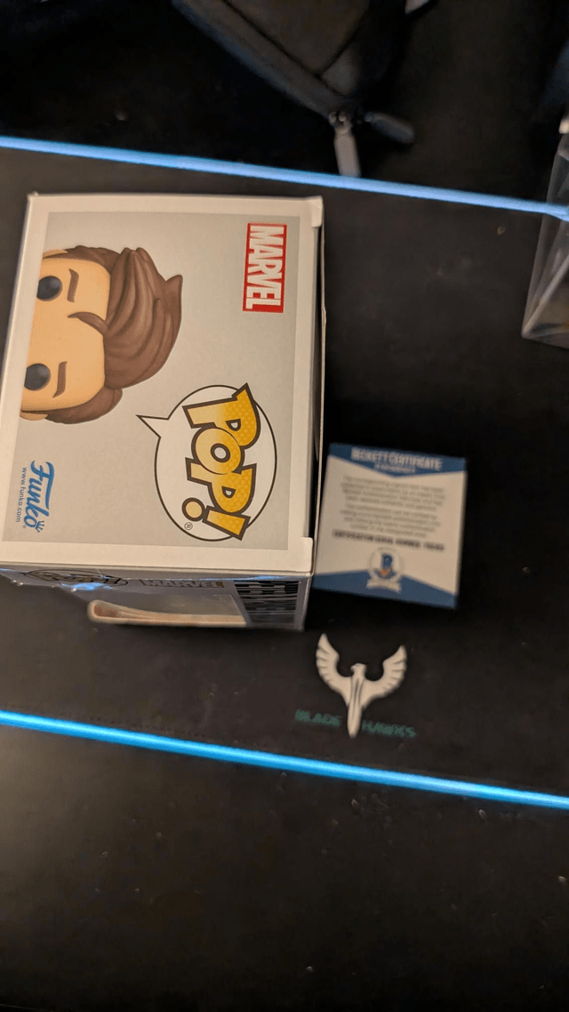 Funko Pop Marvel Spider-Man Across the Spider-verse Peter B Parker & Mayday signed by Jake Johnson with Beckett COA 