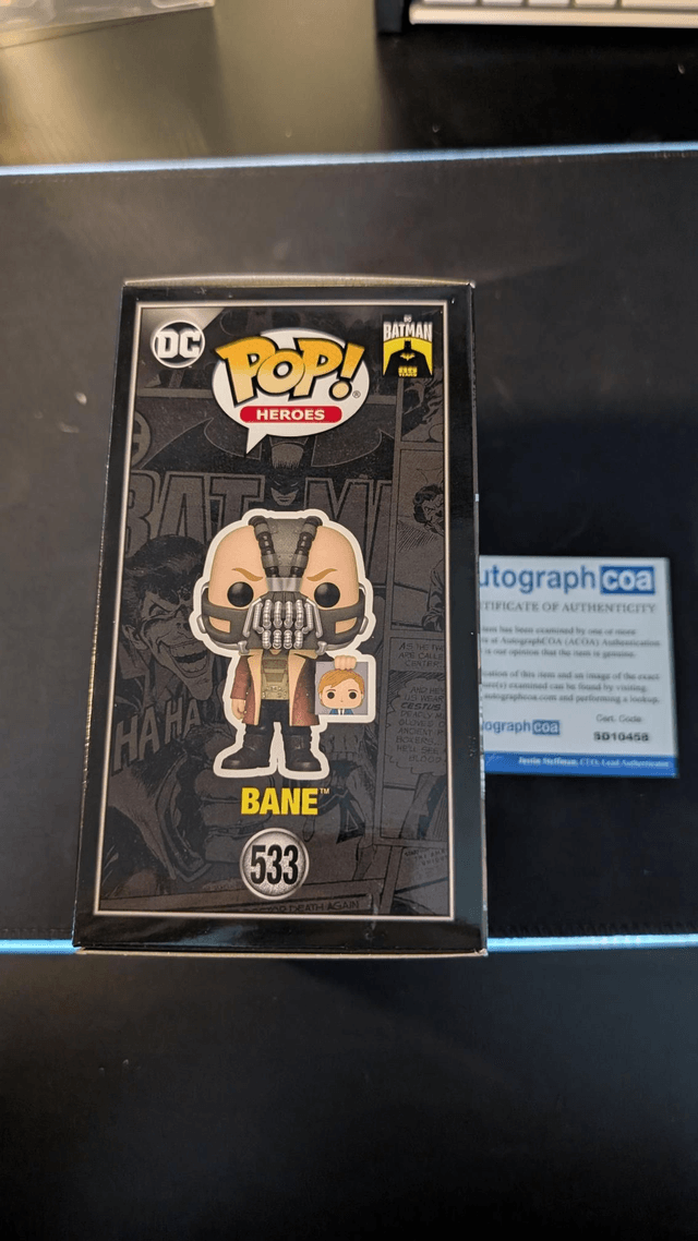 Funko Pop DC Batman Dark Knight Rises Bane 533 Signed by Tom Hardy with ACOA 