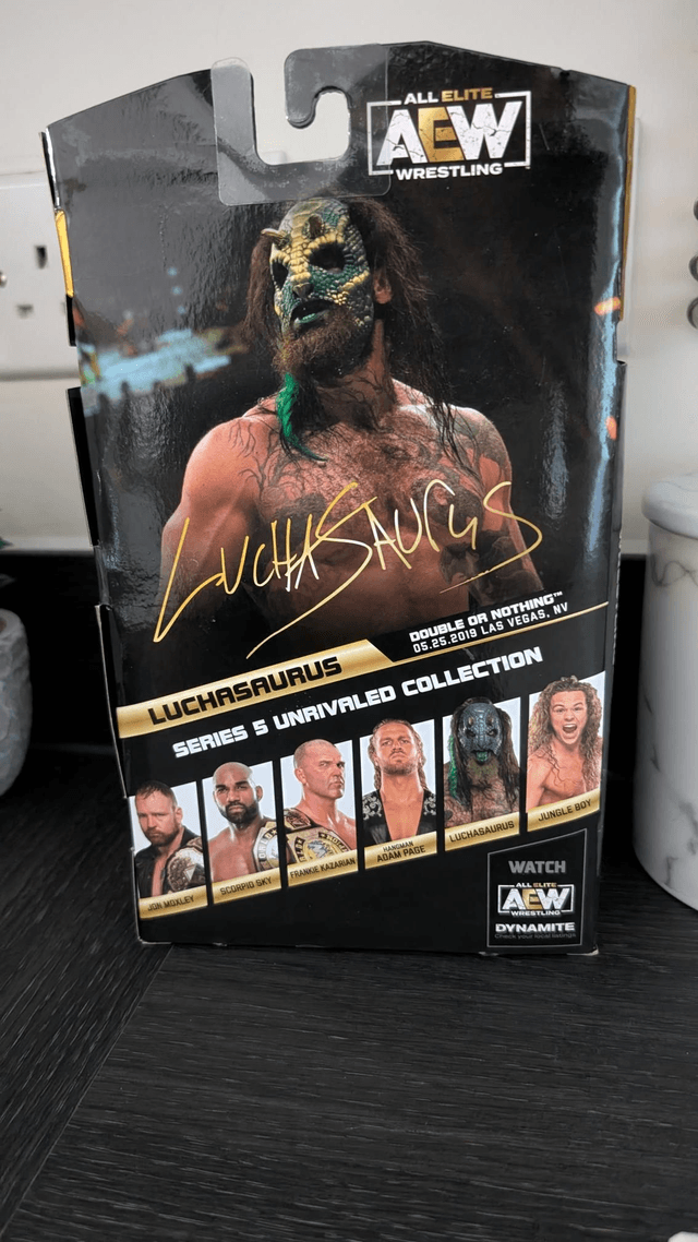 AEW Signed Unrivaled Series 6 Luchasaurus #41 Figure with SWAU Authentication 