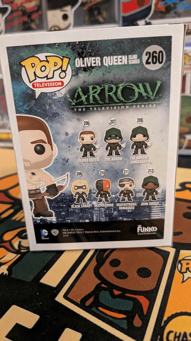 Funko Pop DC Arrow Oliver Queen Island Scarred 260 Signed By Stephen Amell with SWAU COA 