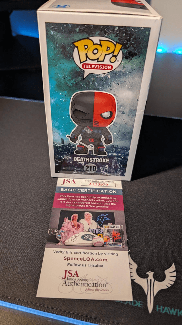 Funko Pop DC Arrow Deathstroke 210 Signed By Manu Bennett with JSA COA