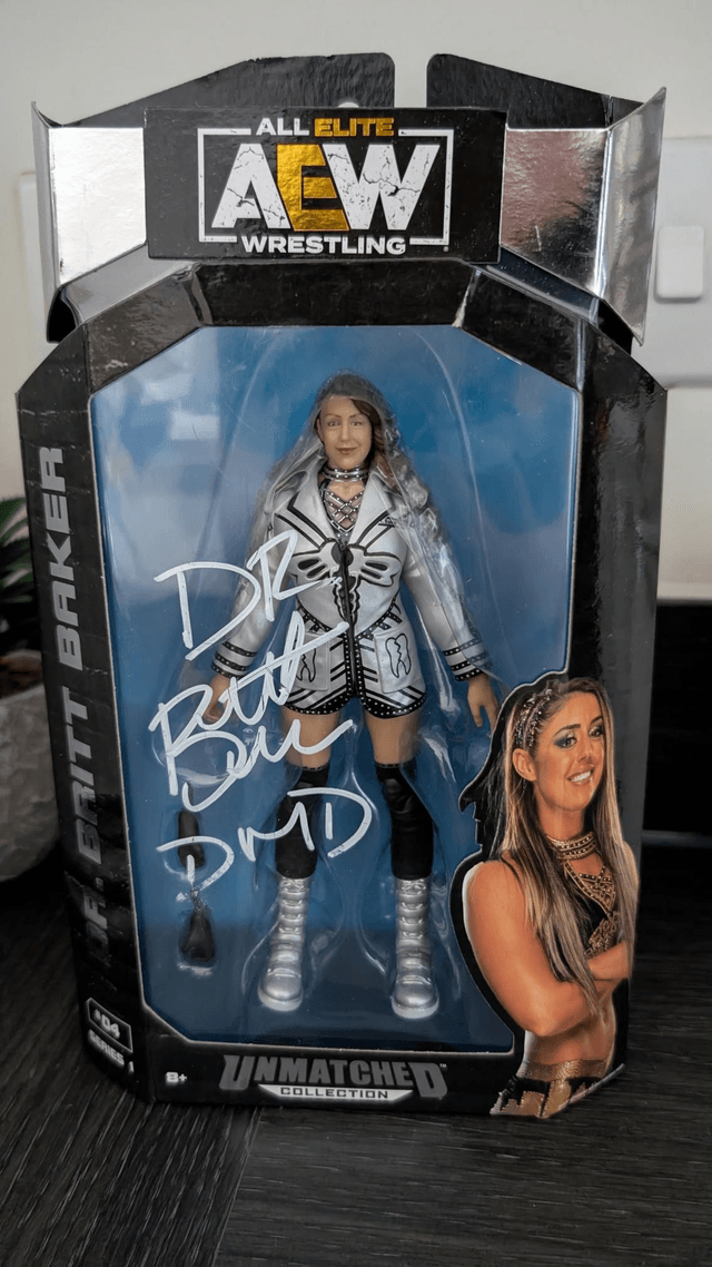 AEW Signed Unmatched Series 1 Britt Baker #04 Figure with SWAU Authentication 