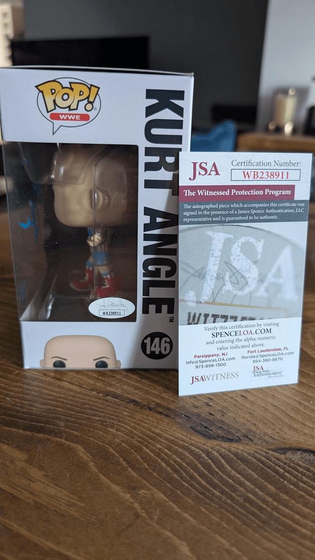 Funko Pop WWE Kurt Angle Signed with JSA Witnessed COA 