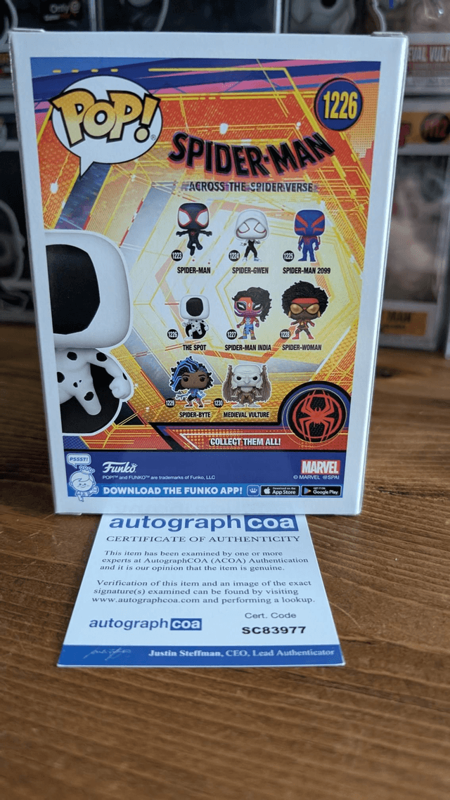 Funko Pop Marvel Spider-Man Across the Spider-verse The Spot 1226 Signed By Jason Schwartzman with ACOA
