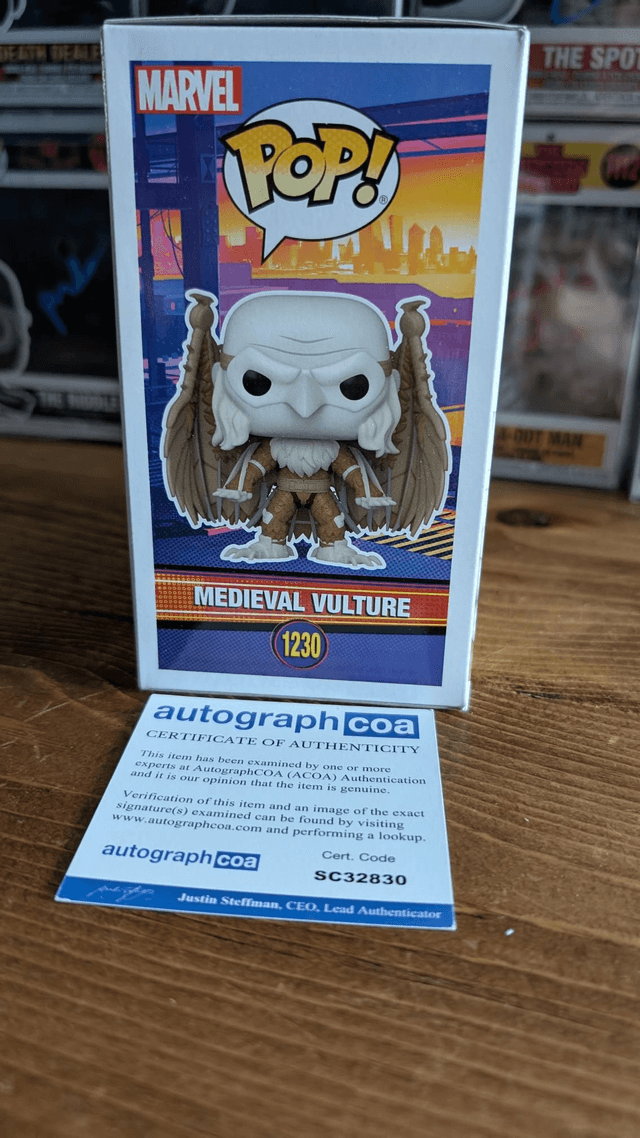 Funko Pop Marvel Spider-Man Across the Spider-verse Medieval Vulture 1230 Signed by Jorma Taccone with ACOA