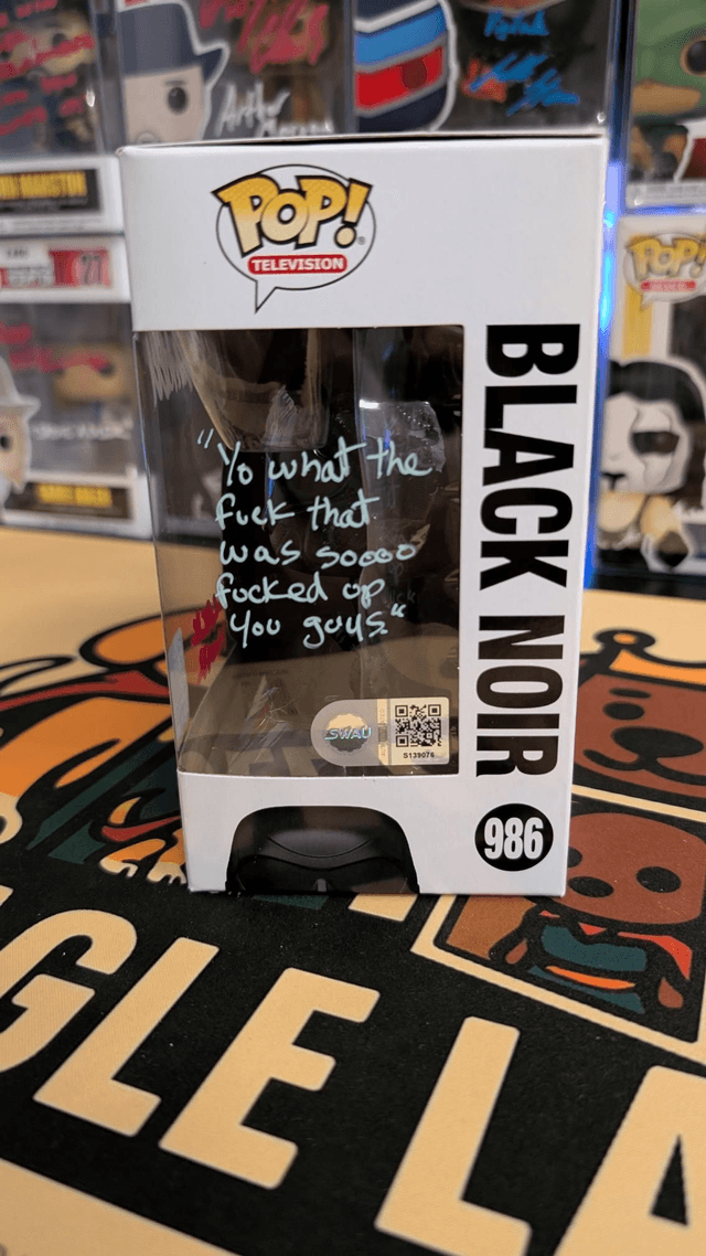 Funko Pop The Boys Black Noir 986 Signed By Nathan Mitchell with SWAU COA