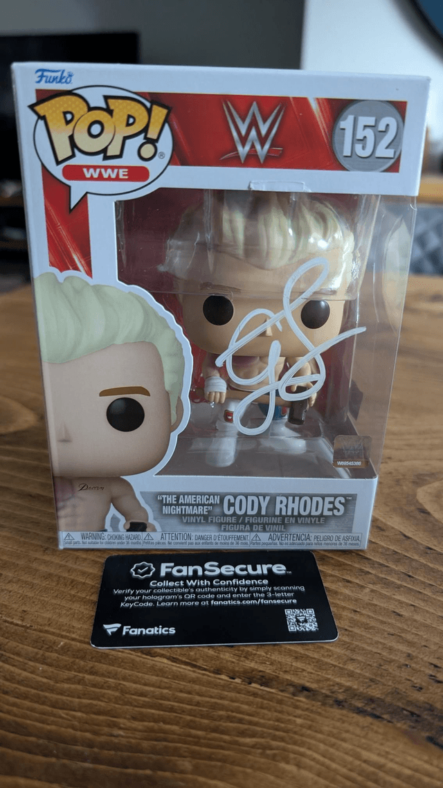 Funko Pop WWE Cody Rhodes 152 Signed with Fanatics Authentication