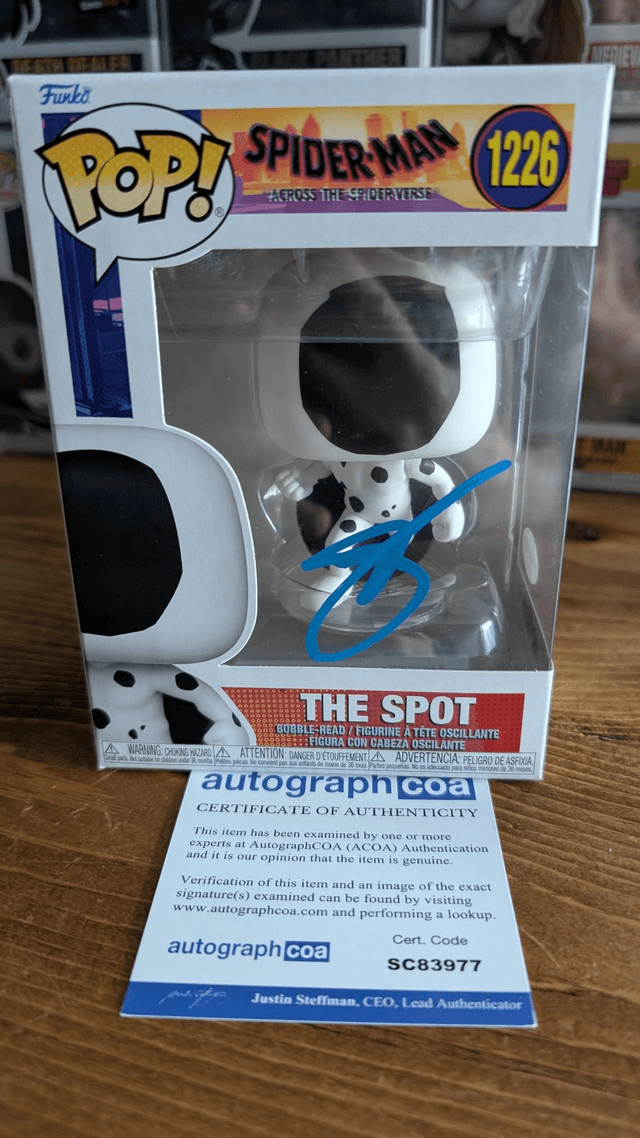 Funko Pop Marvel Spider-Man Across the Spider-verse The Spot 1226 Signed By Jason Schwartzman with ACOA