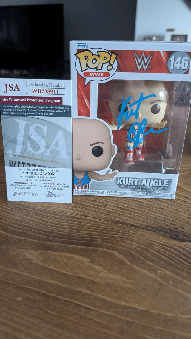 Funko Pop WWE Kurt Angle Signed with JSA Witnessed COA 