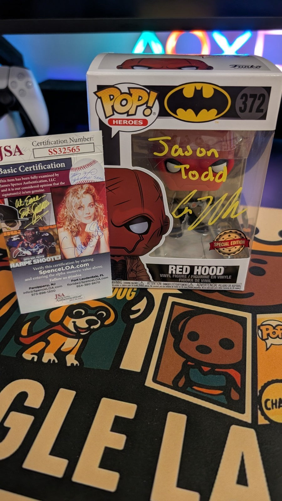 Curran Walters Titans TV Show Actor signed Red Hood Vinyl Funko Pop JSA COA