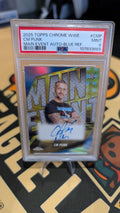 CM Punk - 2025 Topps Chrome WWE Main Event Blue Auto 060/150 SSP - PSA 9 Mint
