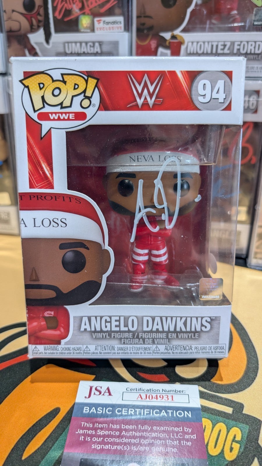 ANGELO DAWKINS STREET PROFITS SIGNED FUNKO POP WWE #94 JSA COA