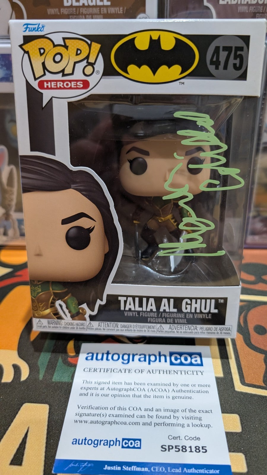 Marion Cotillard SIGNED Talia Al Ghul Funko Pop! 475 Batman Dark Knight ACOA