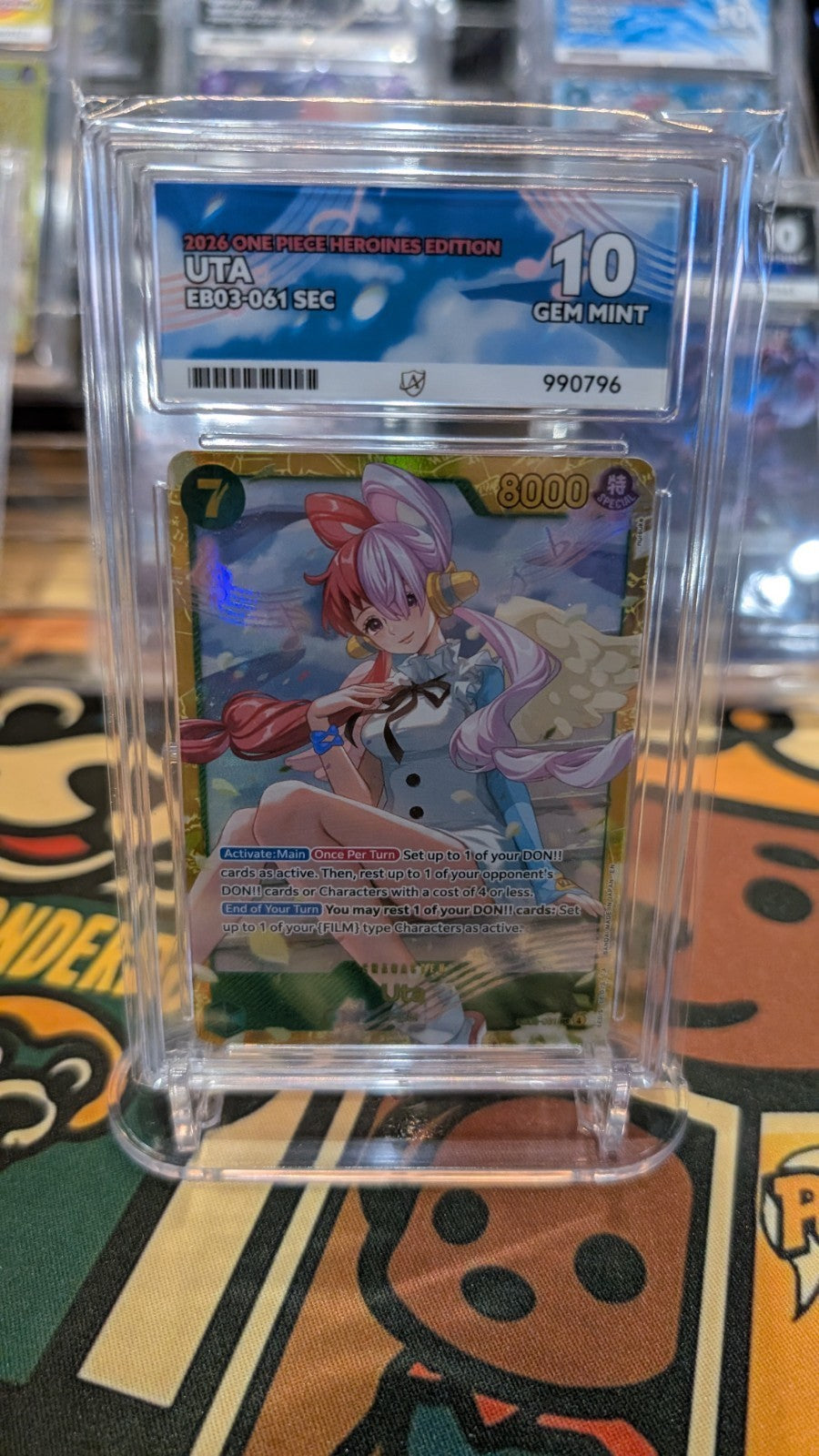 2026 ONE PIECE EB03-061 SEC UTA HEROINES EDITION #061 ACE GRADING 10