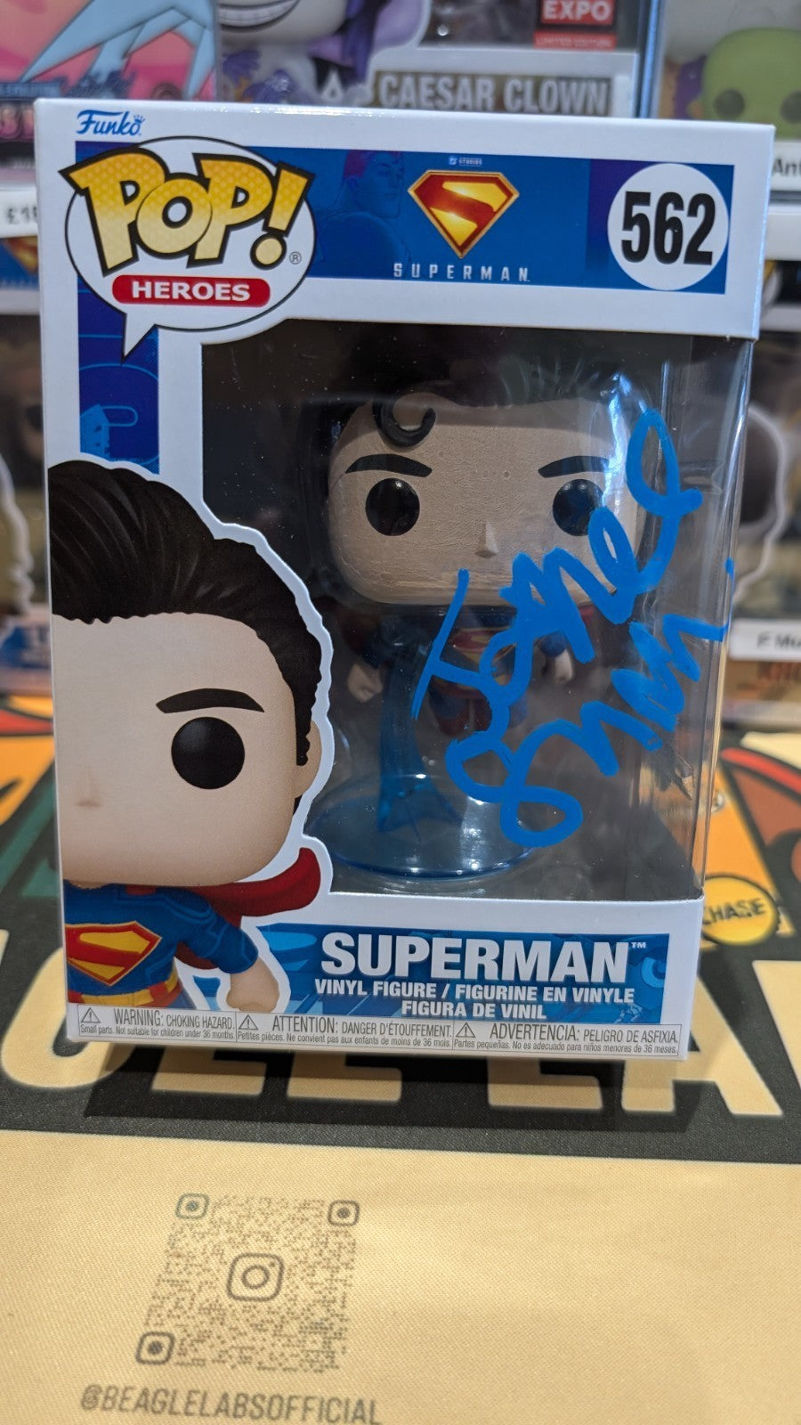 Funko Pop! DC Superman 562 Signed by James Gunn with Beckett COA