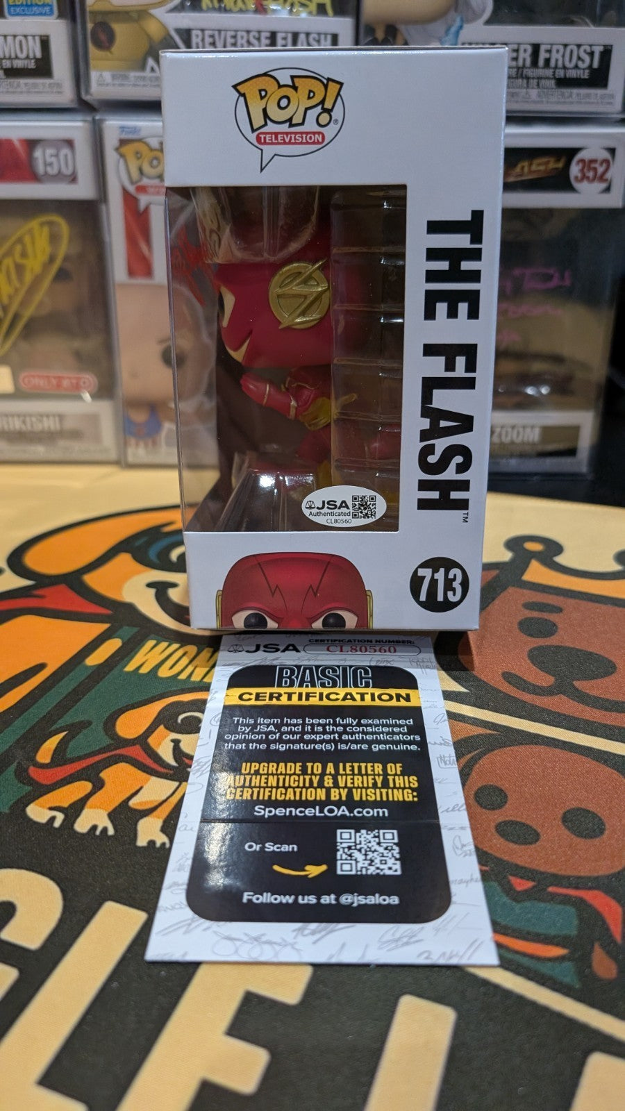 The Flash 713 Funko Pop Signed by Grant Gustin With JSA COA