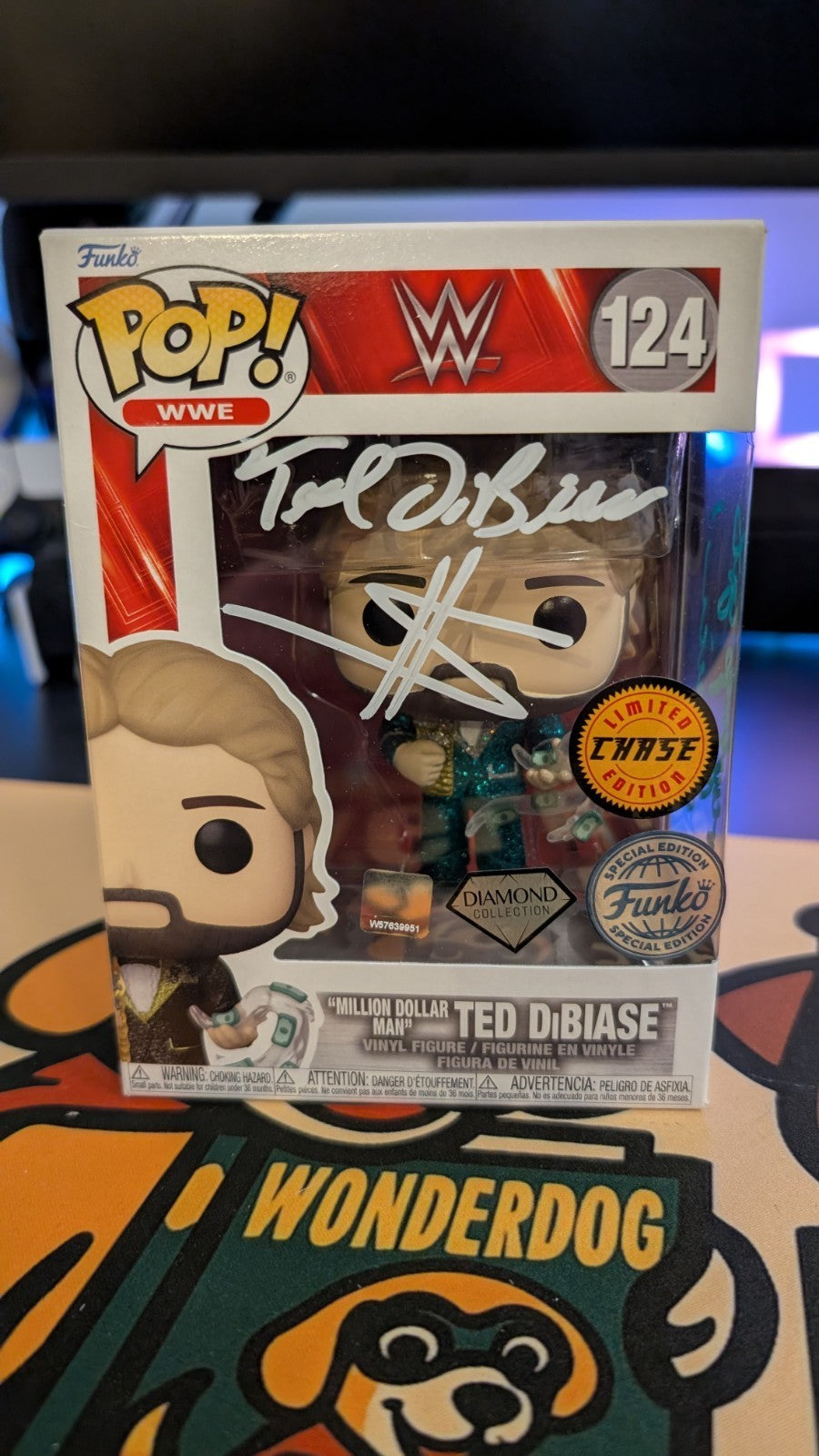 Signed WWE Funko Pop Million Dollar Man Ted Dibiase #124 Diamond Chase SWAU COA