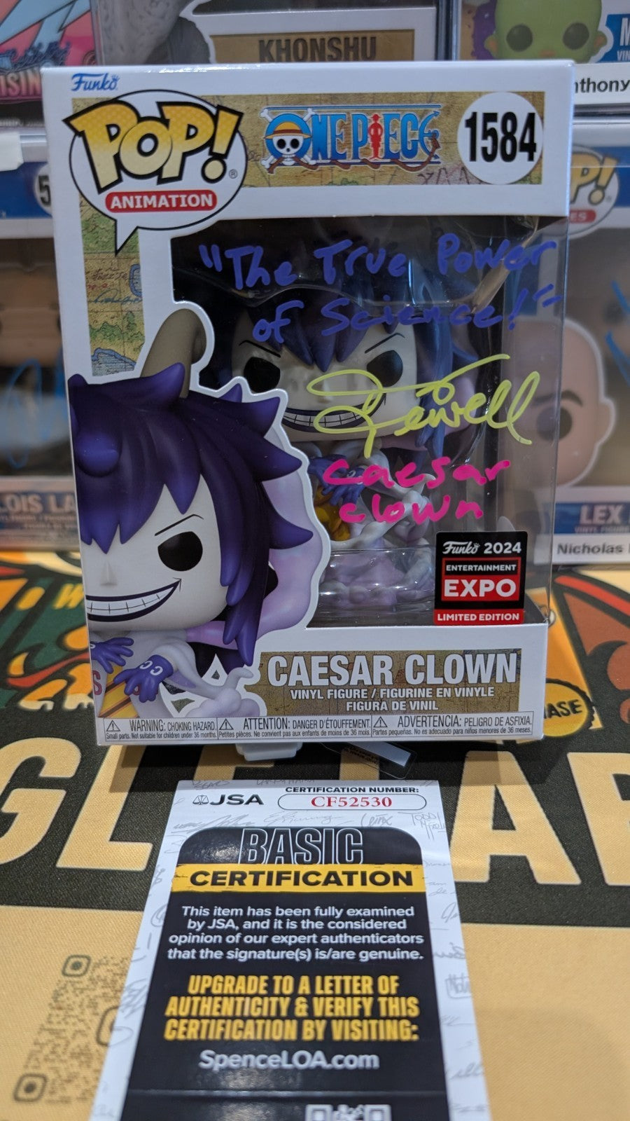 Funko Pop! One Piece - Caesar Clown Signed Quoted Jerry Jewell with JSA COA