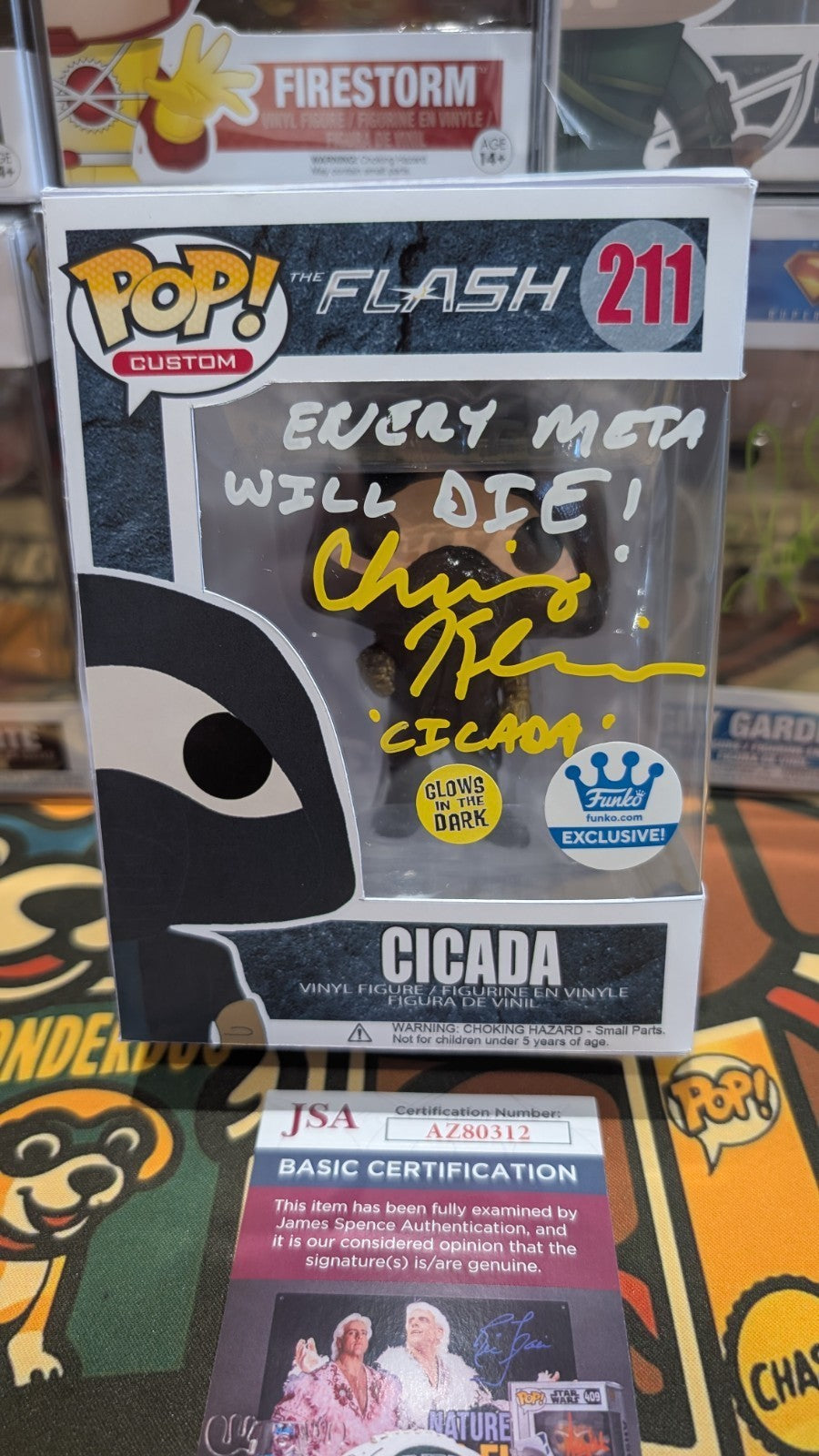 The Flash Custom Funko Pop Cicada Signed by Chris Klein With JSA COA