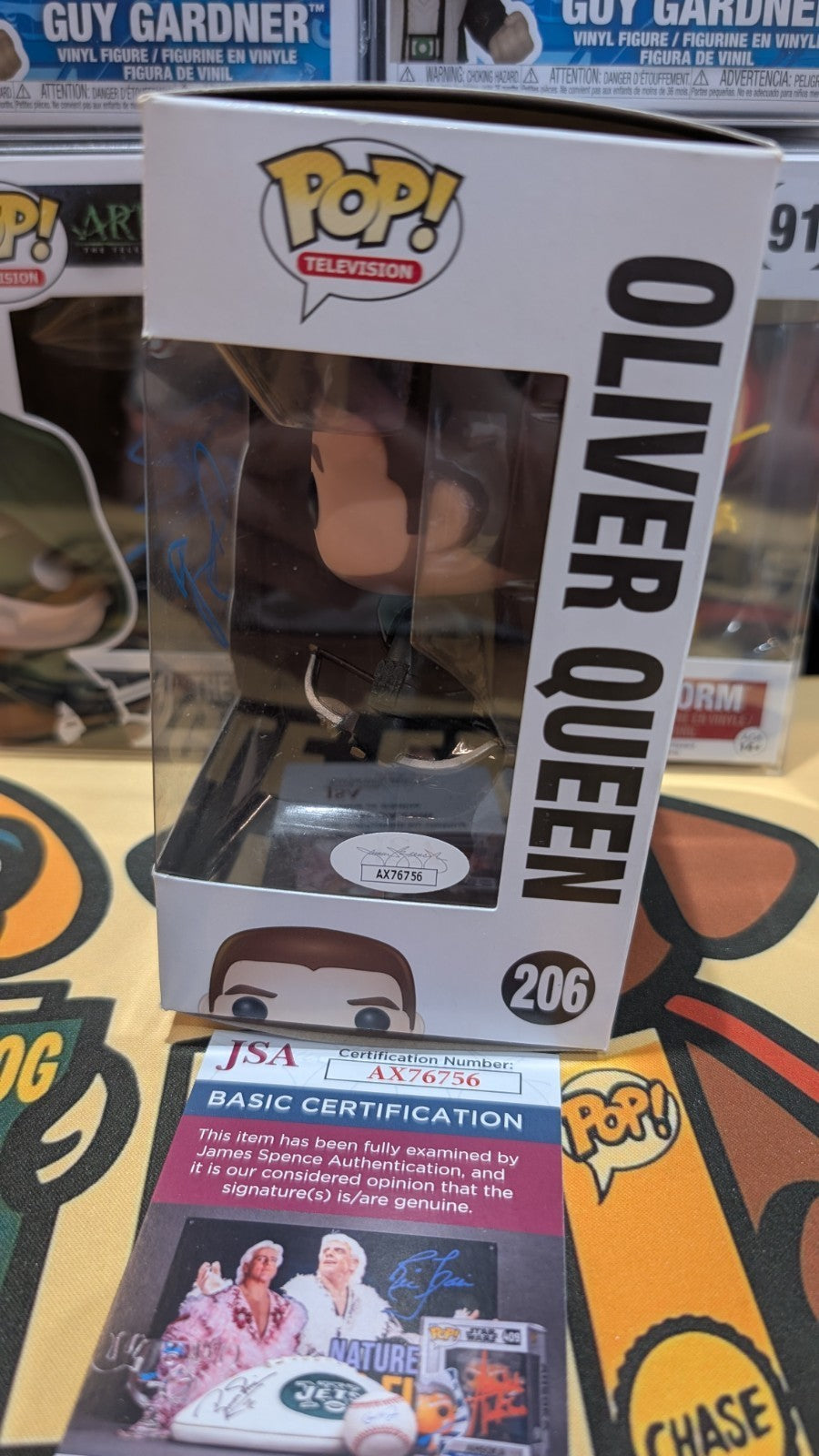 Signed Stephen Amell Funko POP! Arrowverse The Arrow Oliver Queen #206 JSA COA