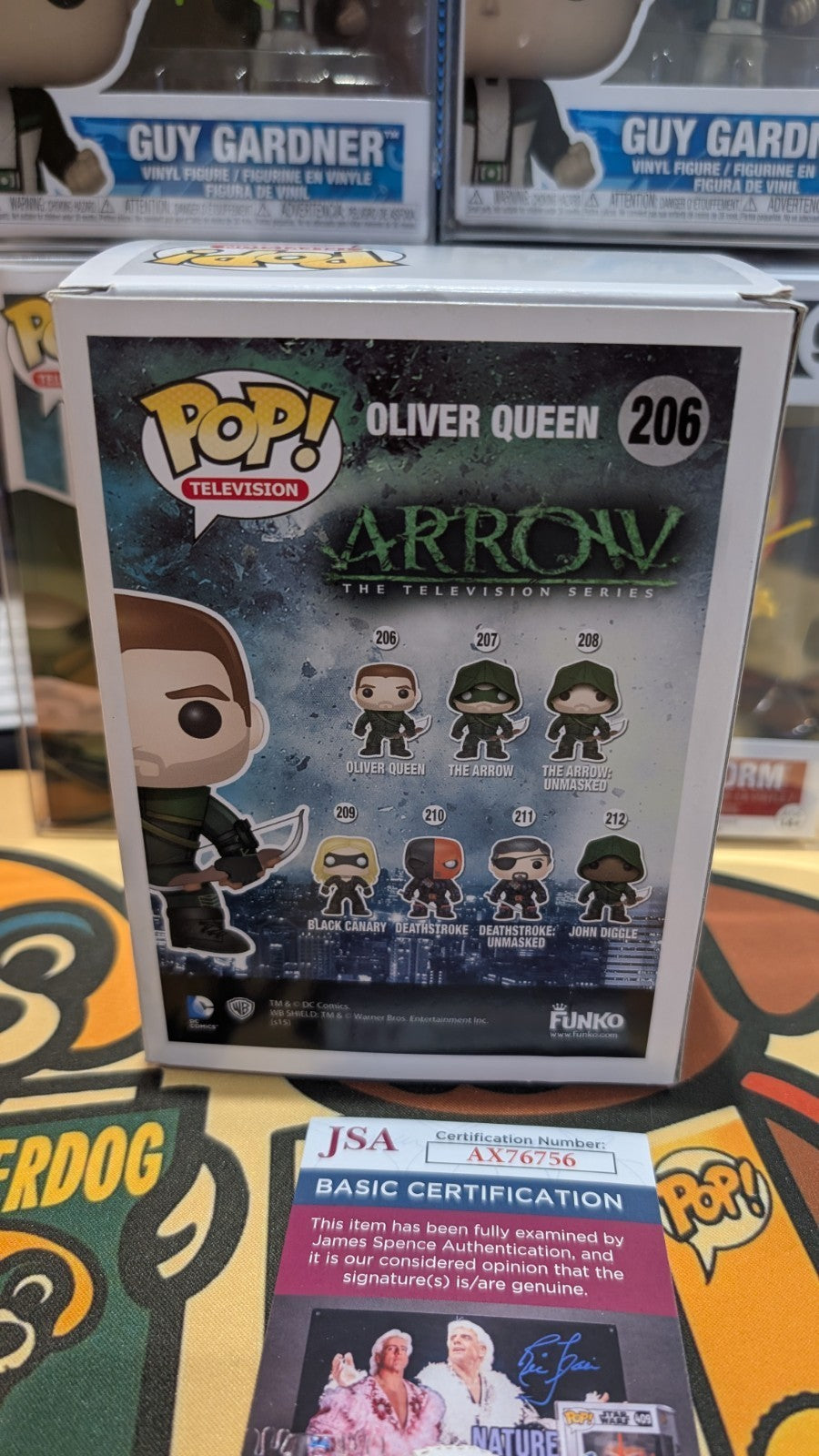 Signed Stephen Amell Funko POP! Arrowverse The Arrow Oliver Queen #206 JSA COA