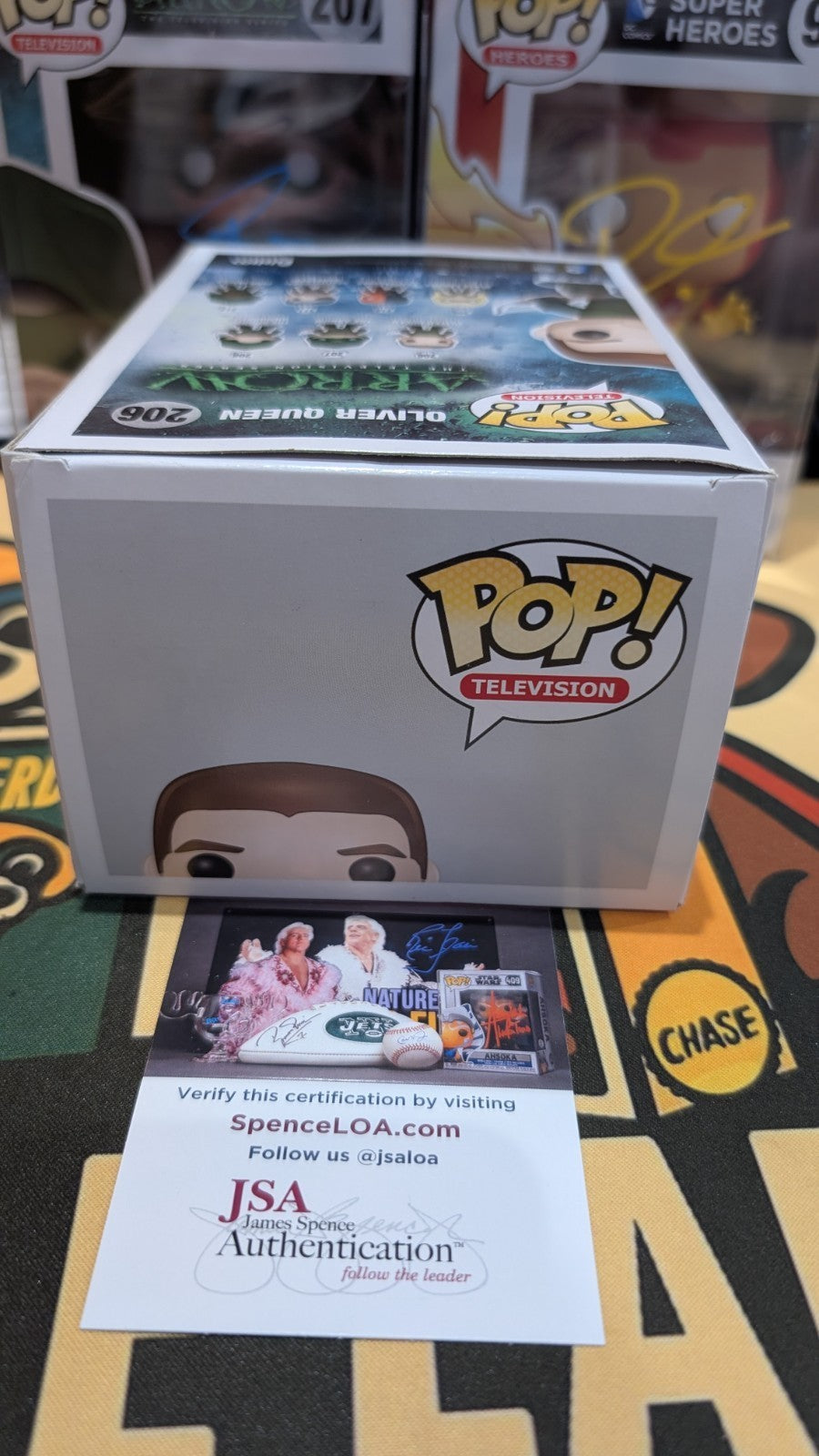Signed Stephen Amell Funko POP! Arrowverse The Arrow Oliver Queen #206 JSA COA