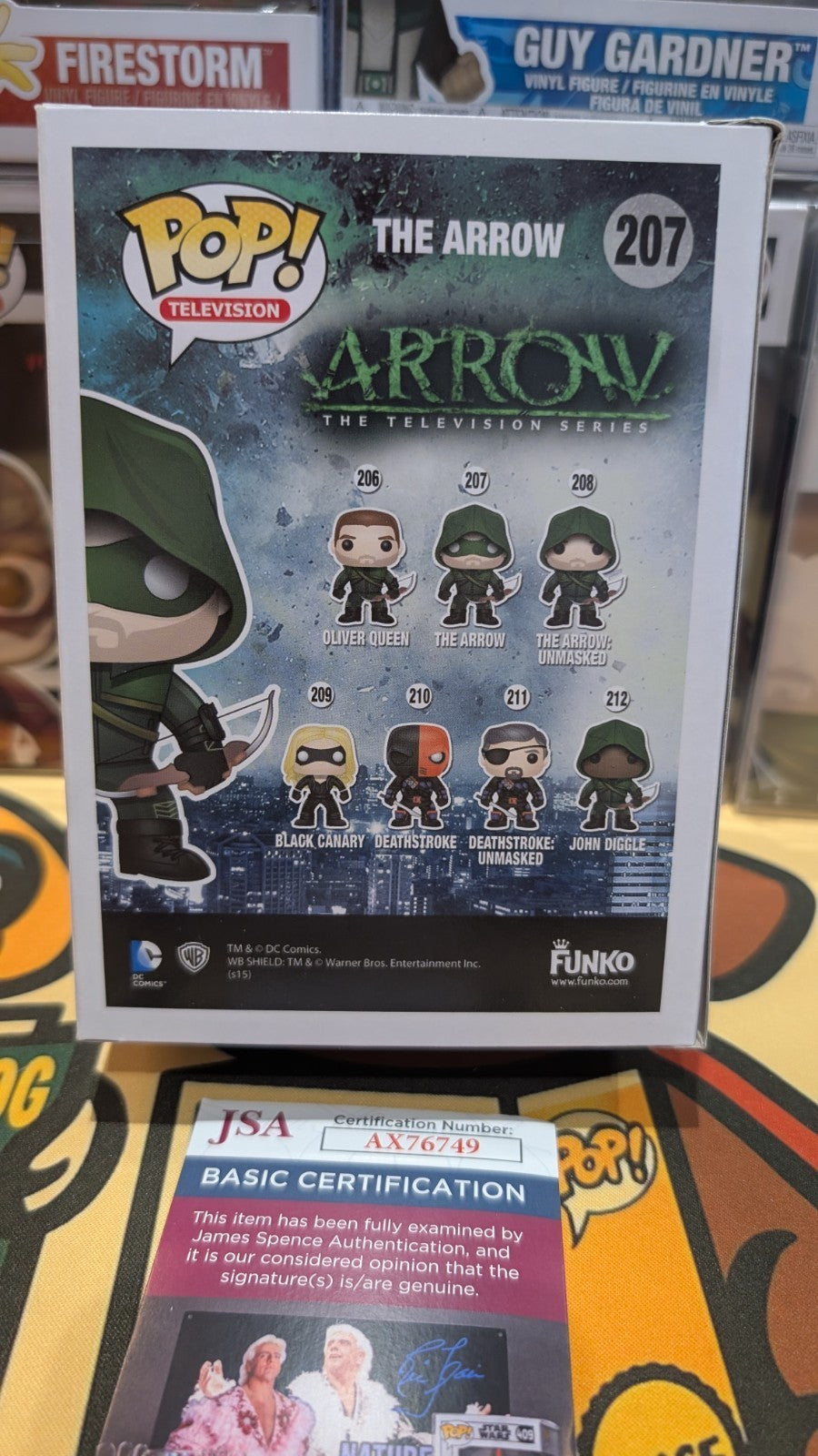 Signed Stephen Amell Funko POP! Arrowverse The Arrow Oliver Queen #207 JSA COA