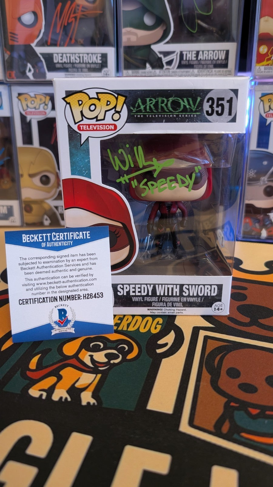 Funko Pop! DC Heroes Arrow Speedy 351 Signed Quoted Willa Holland Beckett COA