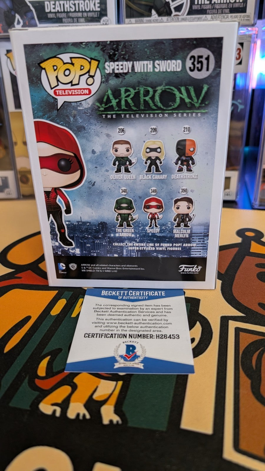 Funko Pop! DC Heroes Arrow Speedy 351 Signed Quoted Willa Holland Beckett COA